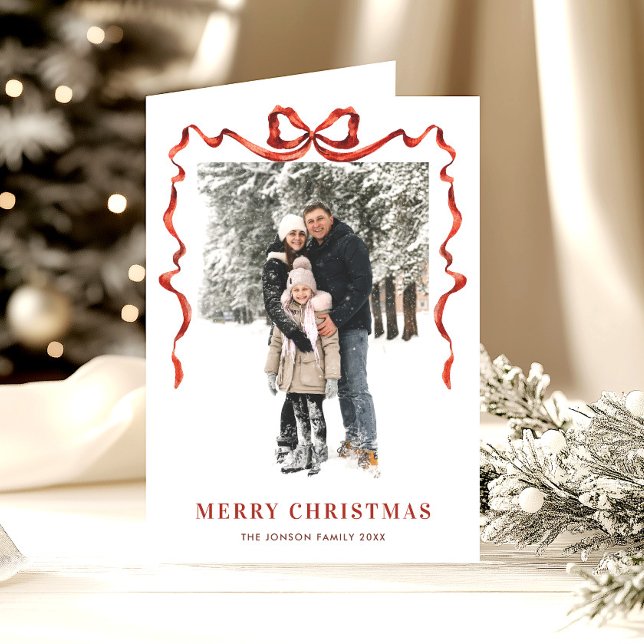 Cartão De Festividades 5 Foto Festivo Boho Vermelho Friso Arco de Natal (Criador carregado)