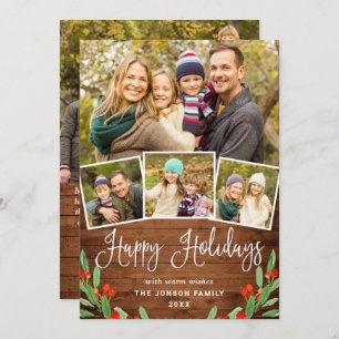 Cartão De Festividades 5 FOTO Natal Russo Madeira Marrom Saudação