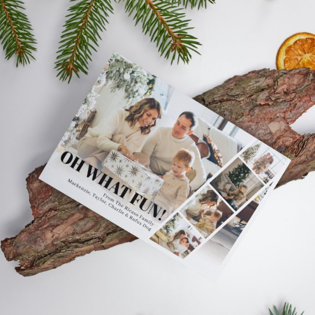 Cartão De Festividades 5 Foto Oh Que Natal Divertido (5 Photo Oh What Fun Christmas Holiday Card by Ricaso.  Add five photographs, make your own.
)