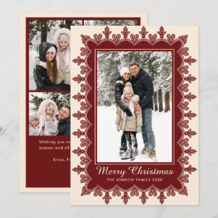 Cartão De Festividades 5 Foto Quadro de Natal Retro Elegante Renda Vintag