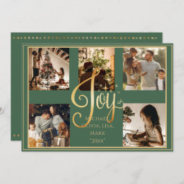 Cartão De Festividades 5 fotos Colagem Joy Dourada Natal Natal Natal