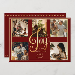 Cartão De Festividades 5 fotos Colagem ouro Joy Natal Feriado