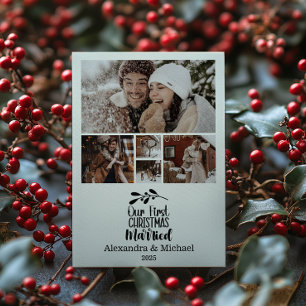 Cartão De Festividades 5 Fotos Minimalistas Nosso Primeiro Natal Casados