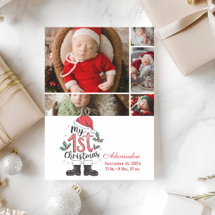 Cartão De Festividades 5 Fotos Papais noeis bonitos Bebê 1 rua Natal