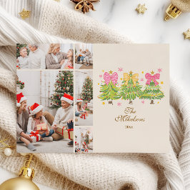 Cartão De Festividades  5 Photo Bright Ribbon Trees Holiday Family