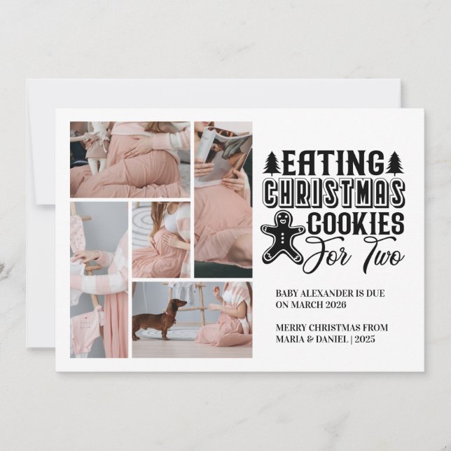 Cartão De Festividades 5 Photo Christmas Cookies for 2 Pregnancy  (Frente)