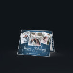 Cartão De Festividades 5 PHOTO Christmas Rustic Blue Wood Greeting<br><div class="desc">Christmas Rustic Blue Wood PHOTO Greeting Holiday Card.</div>