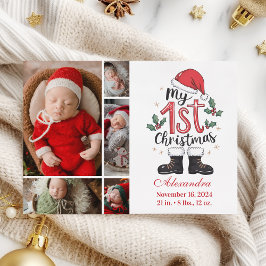 Cartão De Festividades 5 Photo Cute Santa Baby 1st Christmas