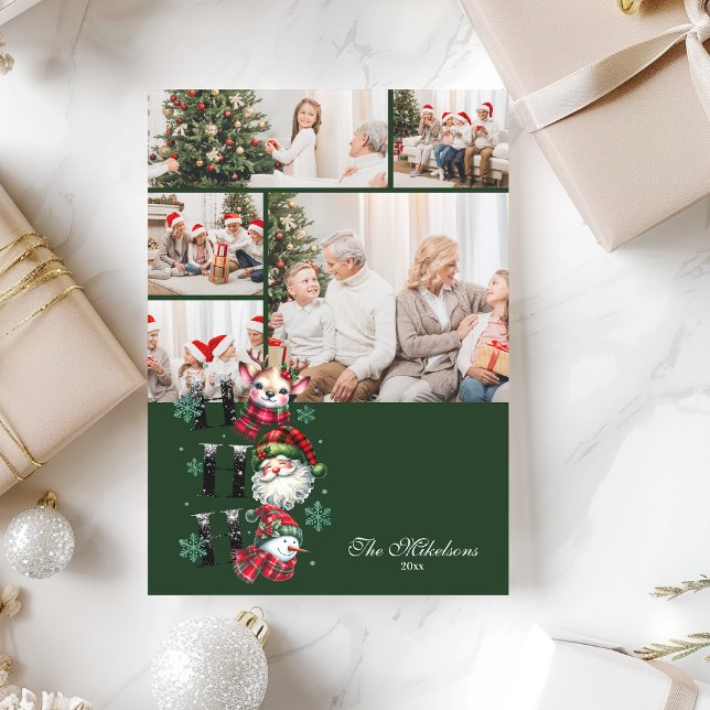 Cartão De Festividades 5 Photo Retro Santa & Friends Christmas (Criador carregado)
