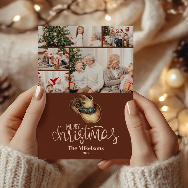 Cartão De Festividades 5 Photo  Western Cowboy Hat Christmas (Criador carregado)