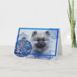 Cartão De Festividades 5 x 7 Holiday Ornament Keeshond Christmas card