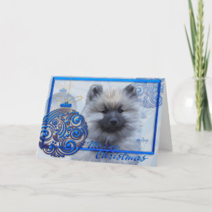 Cartão De Festividades 5 x 7 Holiday Ornament Keeshond Christmas card