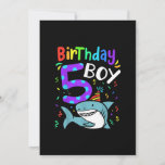 Cartão De Festividades 5th Birthday Five Years Old Shark Gift<br><div class="desc">5th Birthday Five Years Old Shark Gift</div>