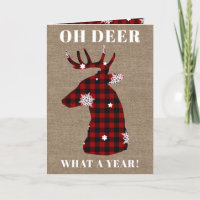 5x7 Funny Oh Deer Buffalo Plaid Burlap Christmas