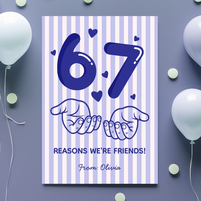 Cartão De Festividades 67 Reasons We’re Friends! Kids Valentine’s Day (Criador carregado)