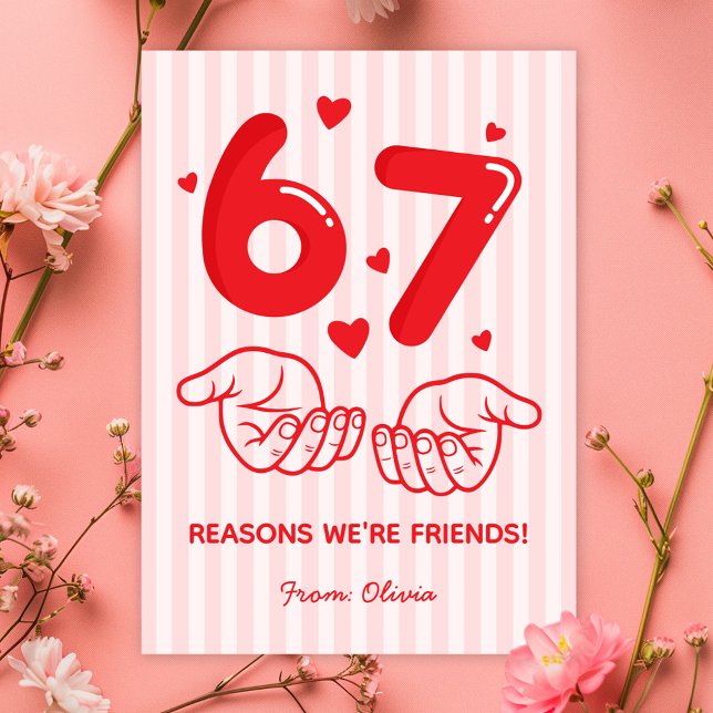 Cartão De Festividades 67 Reasons We’re Friends! Kids Valentine’s Day (Criador carregado)