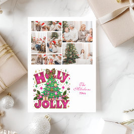Cartão De Festividades 6 Brilho de Foto Leopardo Arco Holly Jolly