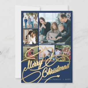 Cartão De Festividades 6 colagem de fotos Feliz Natal roteiro família
