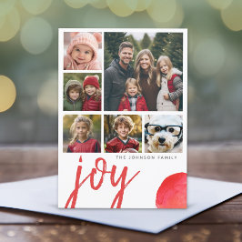 Cartão De Festividades 6 Foto Alegria Natal Feliz Minimalista Aquarela ve