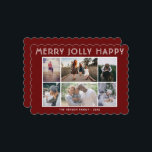 Cartão De Festividades 6 Foto Collage Feliz Jolly Feliz Natal<br><div class="desc">6 Cartão de Natal Feliz de Natal Feliz,  Feliz Vermelha,  Colagem de Fotos. Cartões de foto de Natal personalizado moderno. Personalize o texto e adicione fotos da família.</div>