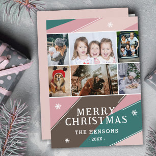 Cartão De Festividades 6 Foto Listras Coloridas Família Feliz Natal 