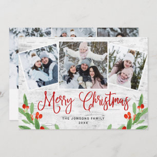 Cartão De Festividades 6 FOTO Natal Latido Rustic Birtic Saudação