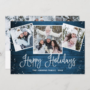 Cartão De Festividades 6 FOTO Natal Russo Blue Wood Saudação