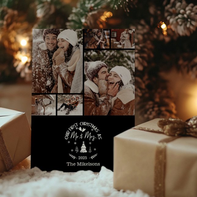 Cartão De Festividades 6 Foto Primeiro Natal como Sr & Sra. (Criador carregado)