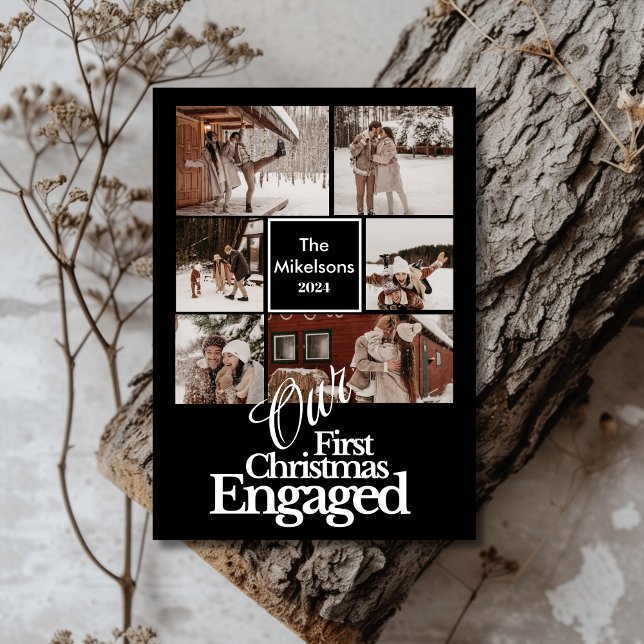 Cartão De Festividades 6 Fotos do Primeiro Natal Elegante Envolvidas (Criador carregado)