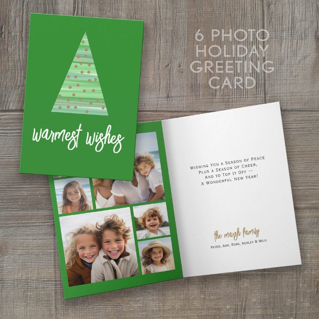 Cartão De Festividades 6 Fotos - Enfeites de Natal com os Melhores Desejo (6 Photo Christmas Greeting Card)