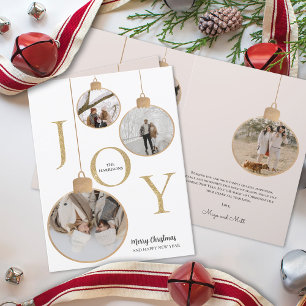 Cartão De Festividades 6 Fotos: Joy White Christmas Bell Card