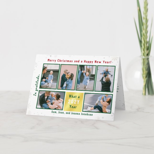 Cartão De Festividades 6 Fotos - Letra de Colagem Cute Elegante Personali (Frente)