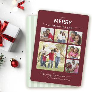 Cartão De Festividades 6 Memórias Simples de Feliz de Colagem de Fotograf