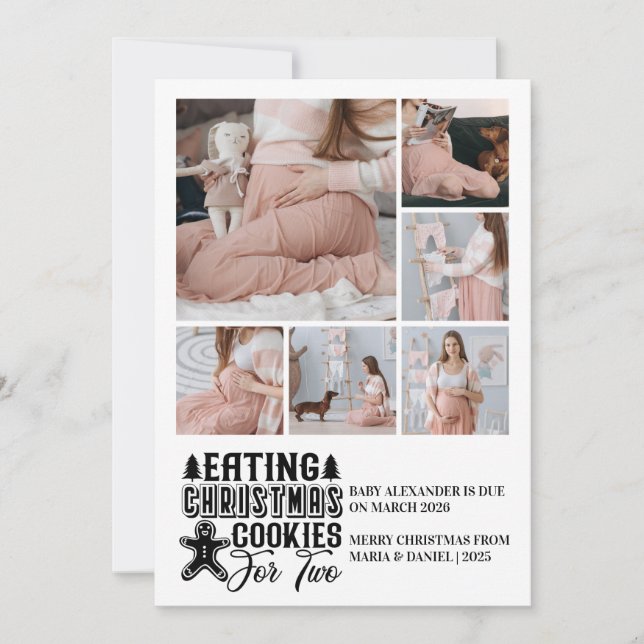 Cartão De Festividades 6 Photo Christmas Cookies for 2 Pregnancy  (Frente)