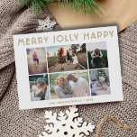 Cartão De Festividades 6 Photo Collage Merry Jolly Happy Christmas<br><div class="desc">6 Photo Collage Merry Jolly Happy Christmas Holiday Card. Modern personalized Christmas photo card. Customize the text and add your family photos.</div>