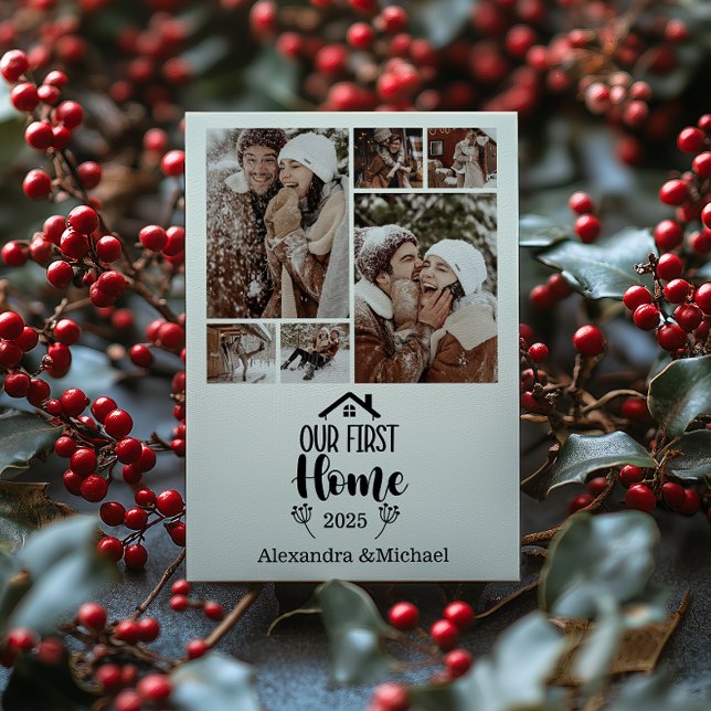 Cartão De Festividades 6 Photo Minimialist Christmas Our First Home (Criador carregado)