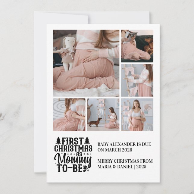 Cartão De Festividades 6 Photo Mommy to be Christmas Pregnancy  (Frente)
