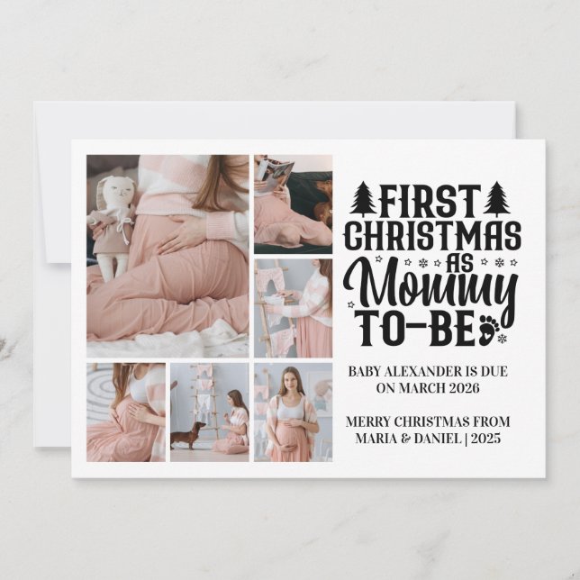 Cartão De Festividades 6 Photo Mommy to be Christmas Pregnancy  (Frente)