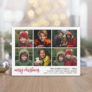 Cartão De Festividades 6 Script Feliz Natal - Borda Branca Vermelha