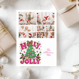 Cartão De Festividades 7 Brilho de Foto Leopardo Arco Holly Jolly