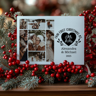 Cartão De Festividades 7 Foto Coração Primeiro Natal como Sr & Sra.