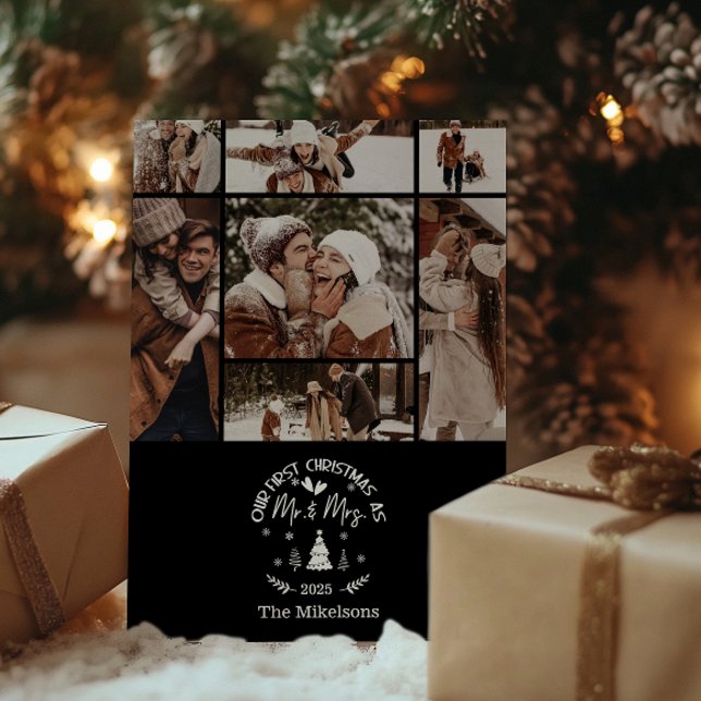 Cartão De Festividades 7 Foto Primeiro Natal como Sr. & Sra. (Criador carregado)