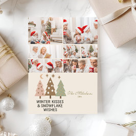 Cartão De Festividades 7 Foto Retro Winter Kisses & Snowflake Wish