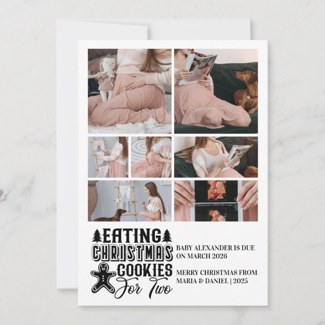 Cartão De Festividades 7 Photo Christmas Cookies for 2 Pregnancy  (Frente)