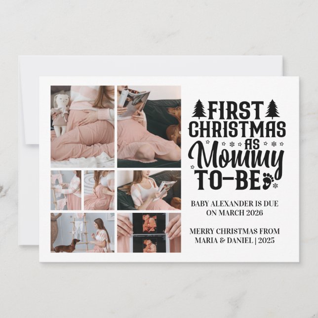 Cartão De Festividades 7 Photo Mommy to be Christmas Pregnancy  (Frente)