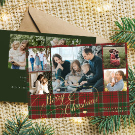Cartão De Festividades 7 photos Merry Christmas script red green plaid 