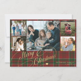 Cartão De Festividades 7 photos Merry Christmas script red green plaid 