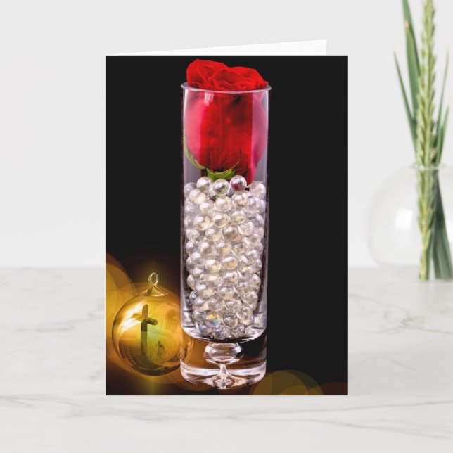 Cartão De Festividades 8868-C-Rosa vermelha com Encomenda Cruzada (Frente)