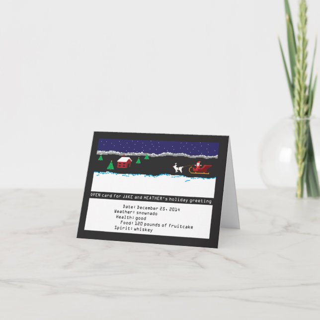 Cartão De Festividades 8-bit Retro Gaming Holiday Card (Frente)