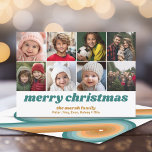 Cartão De Festividades 8 Borda de Fotografias - Merry Christmas Retro Lin<br><div class="desc">Back - Retro Line Art in Teal Greens and Rust Orange - Use 8 fotos quadradas e faça uma saudação de Natal Única e moderna com uma fonte moderna na frente e um padrão festivo de arte na parte de trás. Se precisar mover alguma coisa, clique no botão personalizar para...</div>